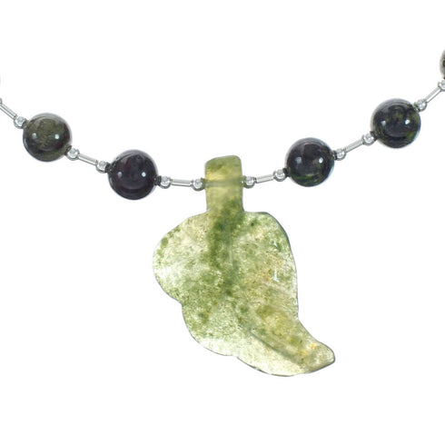 Native Dragon Blood Jasper Sterling Silver Beaded Necklace X11165